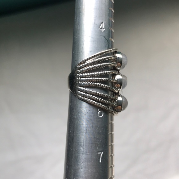 Triple Rainbow Moonstone 925 sterling silver band - Picture 7 of 8